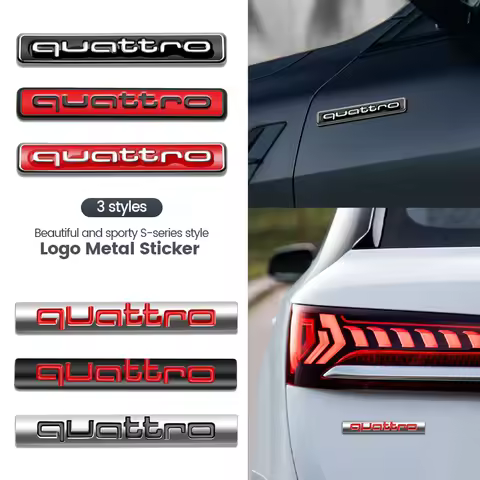 3D Metal Car Rear Trunk Emblem Fender Side Sticker for Audi QUATTRO Sline A3 A4 A5 RS6 RS3 RS4 RS5 R