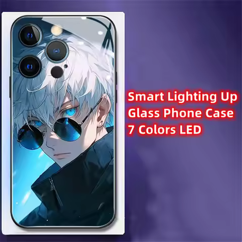 Cool Anime Cartoon Design LED Light Glow Luminous Glass Phone Cover For VIVO X60 X70 X80 X90 X100 X2