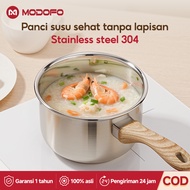 MODOFO 304 Stainless Steel Milk Pot Non-Stick Baby Food Pot 16cm Non-Stick Pot Boiledmie Wooden Fibe