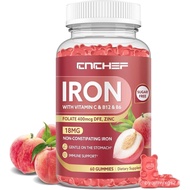 Iron Supplement for Women & Men Gummies, Multivitamin Blood Builder Iron Supplement with Folate Vita