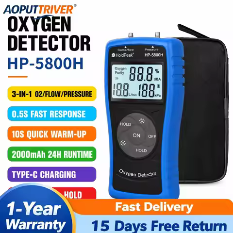 HoldPeak Handheld Ultrasonic Oxygen Detector PSA Oxygen Concentrator Tester 0-10L/min Flow 21%-95.6%