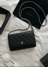 Chanel🖤黑色荔枝牛皮金扣Woc 全新全套有單💖✨