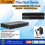 Fiber Optic Media converter 6 FO to 2 LAN Gigabit 1000 Mb/s Netlink