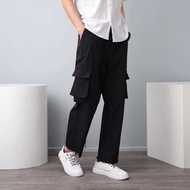 Vintage Plus Size Khaki Cargo Pants - Baggy Straight-Cut Overalls for Men's Casual and Sporty Style