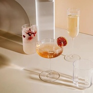 Made In Italy | Bormioli Luigi Jazz Fluted Tall Water Drinking Glass Cocktail Coupe Glass | Box of 4