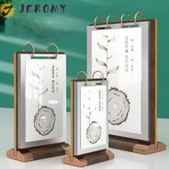 JEROMY Ads Display Stand, Loose leaf Label Holder Menu Card Holder, Multipurpose Multi page Wooden H