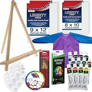U.S. Art Supply 29-Piece Children's Acrylic Paint Artist Set with 12 Paint Colors, 7 Brushes, 12" Ea