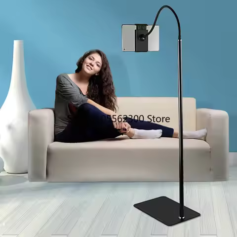 1.76m Tripod Floor Stand Foldable Tablet Phone Holder for 4-12.9inches Mobile Phone Tablet Sofa Bed 