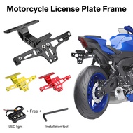 Motorcycle License Plate Bracket Universal Adjustable Motor Tail Tidy License Plate Mount LED Light