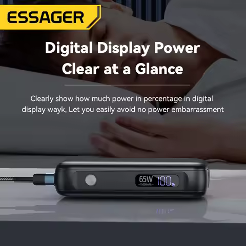 Essager Power Bank Portable 15000mAh in With USB C Cable External Spare Battery Pack for iPhone iPad