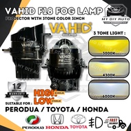 VAHID F18 3Tone Color LED Fog Light Projector Lens TOYOTA PERODUA HONDA FogLamp 6000K 3000K 4300K