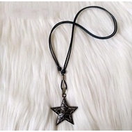 BLACK ROPE MEN'S NECKLACE WITH STAR PENDANT STAR NECKLACE MEN NECKLACE