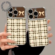 PLATING CROME CASE KOREAN BROWN PLAID FOR SAMSUNG A04E A05 A05S A06 A07 A12 A13 A14 A15 A16 A17 A23 
