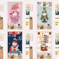 Door Curtain Japanese Style Lucky Cat Series Customized Japanese Door Curtain Restaurant Decoration Half Curtain Cut-off Curtain Cotton-linen Curtain