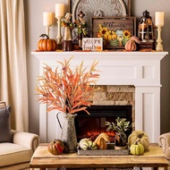 HUAESIN Artificial Fall Flowers 39.3'' Fall Leaves Grass Stems Artificial Fall Leaf Spray Plants Fal