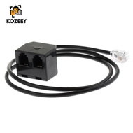 [KOZEEY] Telephone RJ9 Male to 2 Female 4P4 Adapter Splitter Extension Cable (25cm/08ft)