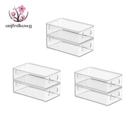 Fridge Organiser with Lid, Set of 6 Cupboard Organiser Kitchen, Stackable Transparent Storage Box with Handle