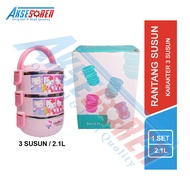 Rantang Susun 1 Set Karakter / Tempat Nasi Sayur Motif Lucu Unik / Rantang Stainless Steel / Lunch B