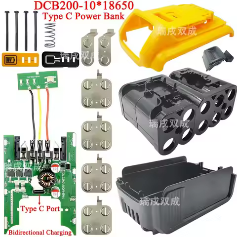 DCB200 10*18650 Lithium Battery Case Box PCB BMS for DeWalt 18V 20V Battery Charging Protection Circ
