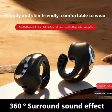 Single Ear Clip-on Bluetooth Headset Wireless Sports Fitness Game Headphones Long Battery Life
