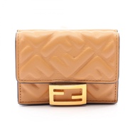 【二手】FENDI ) Baguette 三折錢包，FF 標誌，8M0395，米色皮革，女士，二手 B