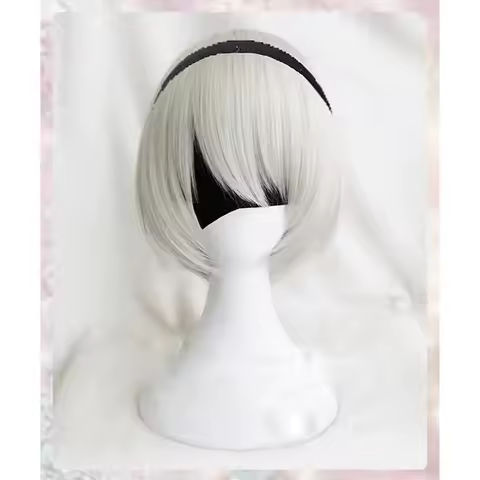 High Quality YoRHa No.2 Type B 2BYoRH 2A 9S 2B Cosplay NieR:Automata Costume Play Wigs Wig Cap Headb
