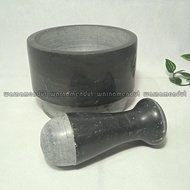 WEO IK1620 mortar and pestle, mortar and pestle, black marble, can be rotated