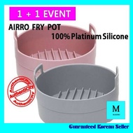 [1+1]AIRRO FRY POT 100% Platinum Silicone Pot for Air Fryer &amp; Microwave 19cm (Pink/Gray)