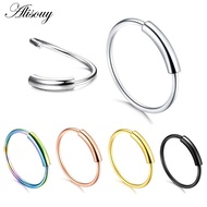 Alisouy 1PC 22g Steel Hinged Clicker Seamless Piercing Nose Ring Hoop Lip Ear Ring-6/8/10mm Body Jew