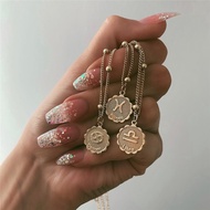 12 Constellations Coin Pendants Necklace Gold Zodiac Sign Aries Leo Necklace Women Jewelry Twelve Ho