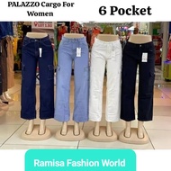 Seluar Women Six Pocket Cargo Palazzo Size 26-36 High Quality With Ready Stock Seluar Cargo Untuk Pe