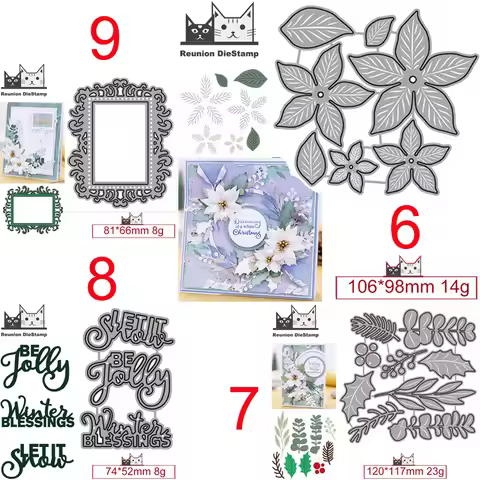 9 Styles Flower Splendid Poinsettia Metal Cutting Dies DIY Scrapbooking Album Paper Cards Crafts Emb