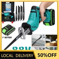 88V Cordless Reciprocating Saw Handsaw Saber Saw Multifunction Saw for Metal Wood Pipe Cutting Saw w