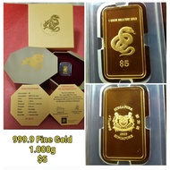 🔥新加坡~金蛇🐍~2025~Singapore $5 ~999.9 Fine Gold ~1gram🔥
