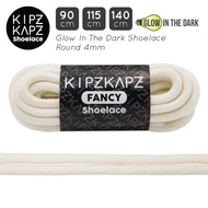 Best- KipzKapz XS20 White Glow In TheDark 90cm 115cm 140cm-Round Shoelaces - 90cm