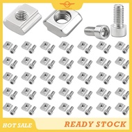 [CloudsMiles] T-Slot Nut 6 Series Stainless Steel M5 T-Slot Nuts 50pcs with Screw, 2020 T-Nut Type B
