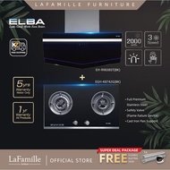 [FREE Shipping] Elba 2 Burners 5Kw Safety Valve Built-in Tempered Glass Hob EGH-K8742G(BK) / Combo S