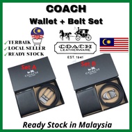 COACH belt + wallet combination men's belt multi-card wallet box set