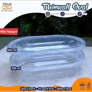 (25 pcs) Thinwall oval clear brand size 450ml/ 700ml Food Container Bekas Makanan