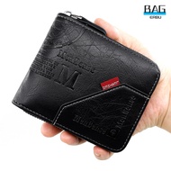 Erbu Men Trendy Zipper Short Wallet Large Capacity Coin Purse Multi-card Slot Bifold Wallet