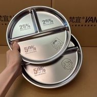 211 Stainless Steel Compartment Plate Fat-Reducing Compartment Plate Children's Tableware Three Comp