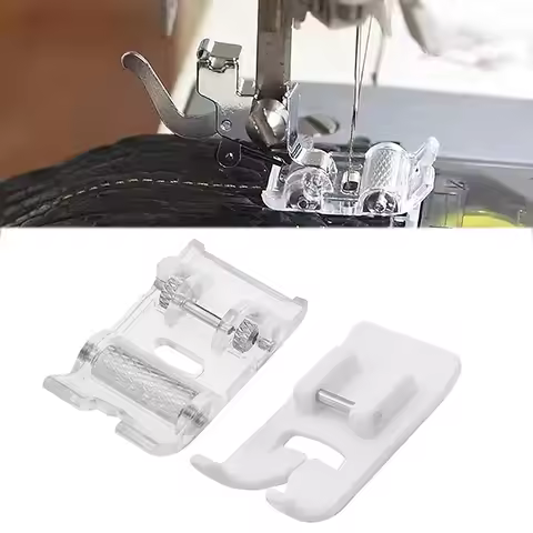 2pcs Roller Sewing Machine Presser Foot Plus Non-Stick Zigzag Presser Foot for Singer Brother Low Sh