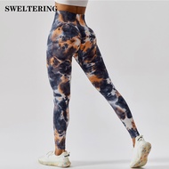 Tie Dye Leggings High Waist Elastic Yoga Pants Seamless Push Up Tights Fitness Women Sport Gym Training Running Leggings Femme