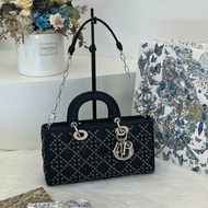 DIOR D-joy單寧單肩包 - 小號深藍牛仔