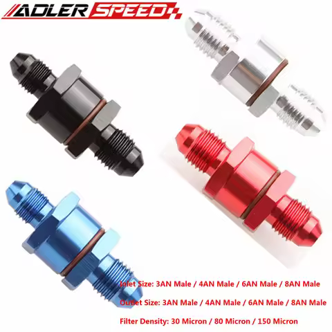 30 Micron AN3/AN4/AN6/AN8 Male To AN3/AN4/AN6/AN8 Male High Flow Billet Turbo Oil Feed Line Filter