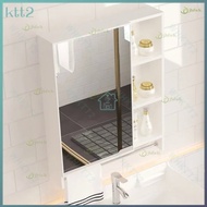 Toilet Mirror Cabinet Bathroom Mirror Cabinet Frame Side Cabinet Cosmetic Mirror Bathroom Mirror Cabinet European-Style Simple Wall Mirror with Shelf Storage