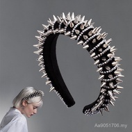 Crystal Headband Punk Style Thick Unique Cross-Border Heavy Industry Headband Rivets Wholesale Spong