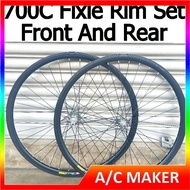 Bicycle 700C Fixie Racing Road Bike wheelset Front Rear Rim Set Gelung Alloy Rim Lidi Hub Basikal Fixie 700x25c/28c