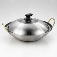 Pro88 - 40cm Stainless Steel Honeycomb Wok with Lid and Steamer Plate | Kuali Keluli Tahan Karat 40c