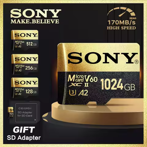 Sony SD Memory Card High Speed Micro TF SD Card 128GB 1TB 512GB 256GB A2 U3 V30 SD TF Flash Cards Fo